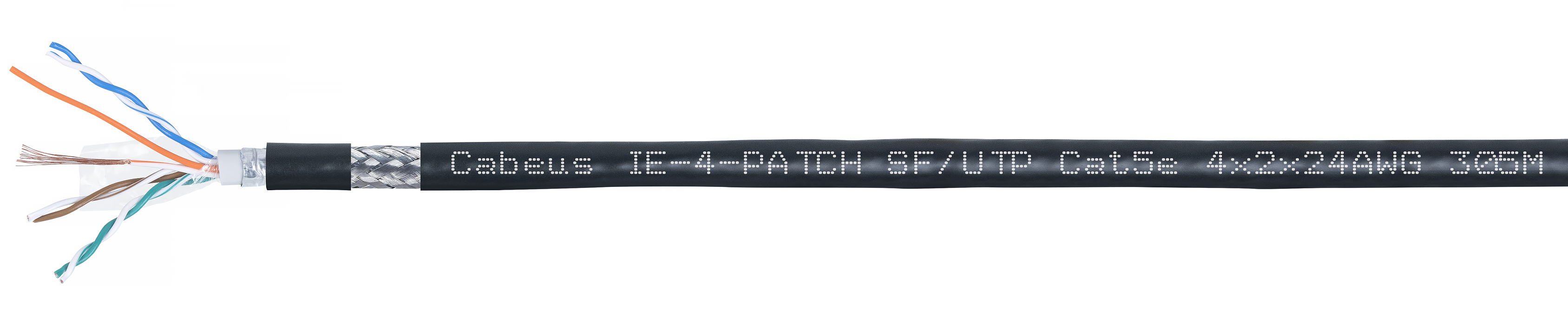 Кабель Cabeus Industrial Ethernet, экранированный SF/UTP, категории 5e, 4 пары, многожильный, внутренний/внешний (-40°C - +75°C), двойная оболочка PVC UV (305м)
